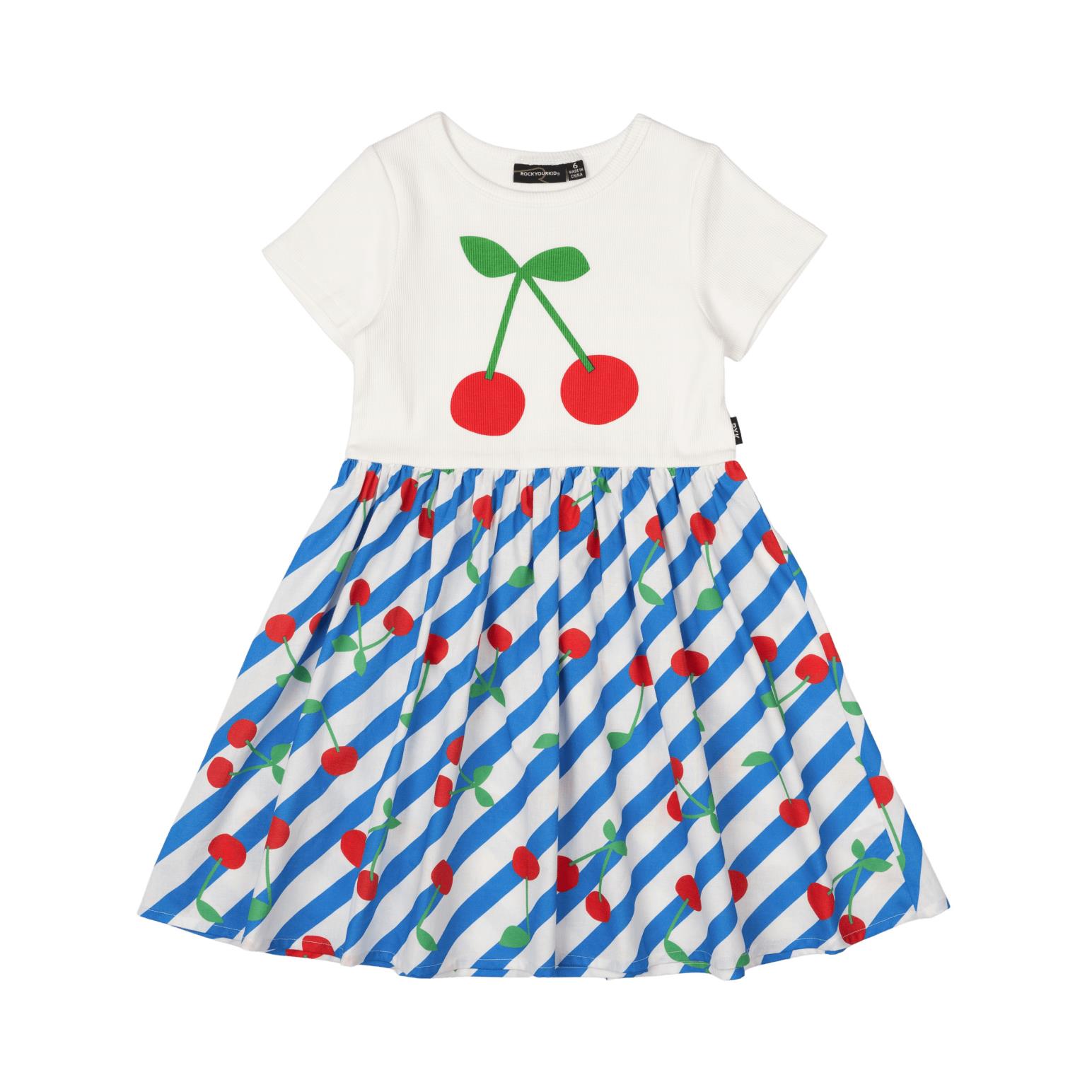 Rock Your Baby Cherry Stripes T-Shirt Dress